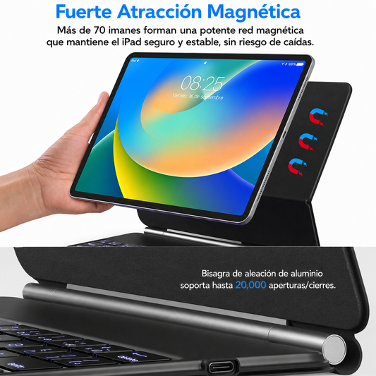 Funda de teclado para iPad Air 13 (M4 2026/M3 2025/M2 2024) y iPad Pro de 12.9 pulgadas 6ª/5ª/4ª/3ª generación